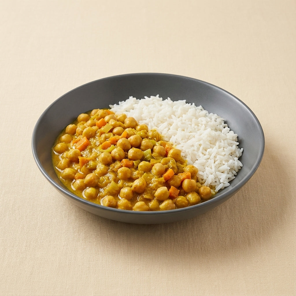 Garbanzos con arroz al curry