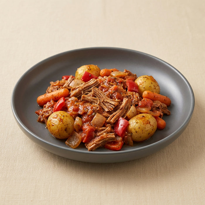 Carne mechada con patata criolla