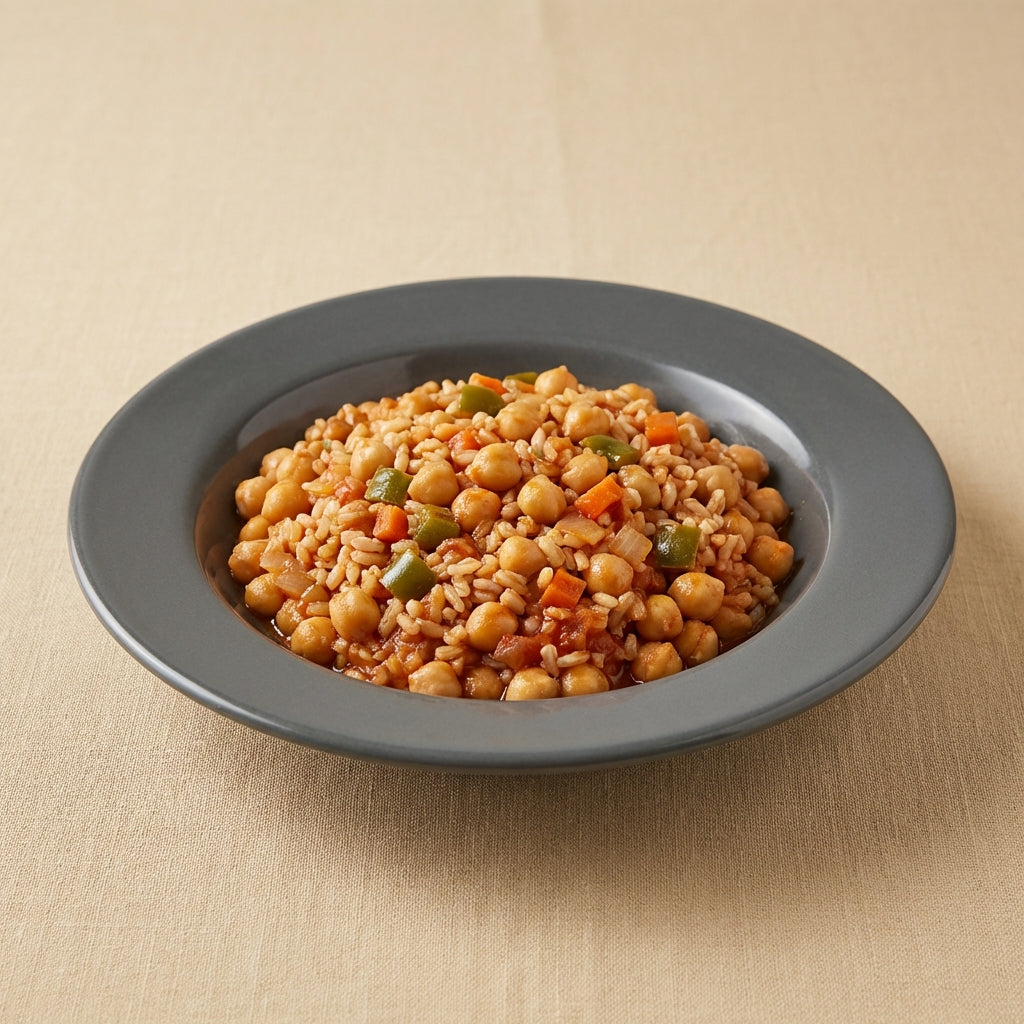 Garbanzos con arroz integral