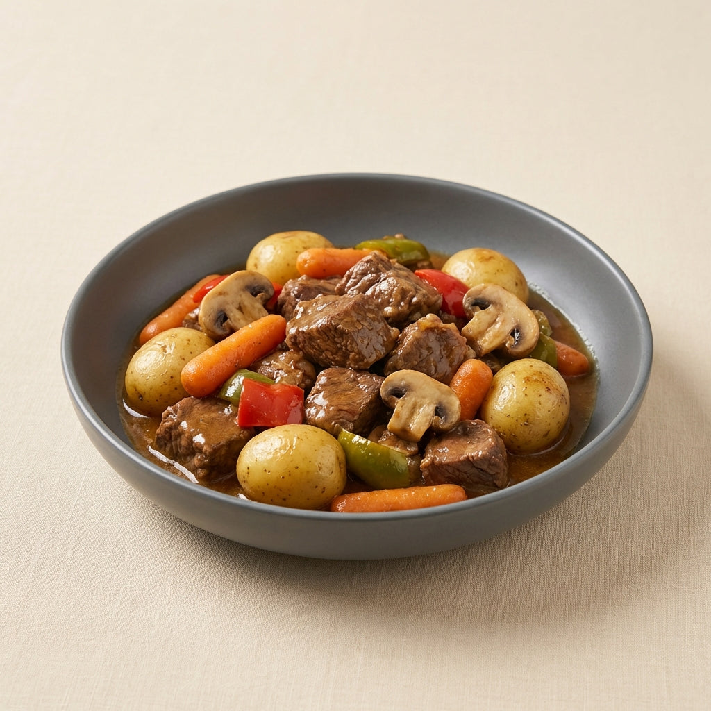 Goulash de ternera con patata parisina