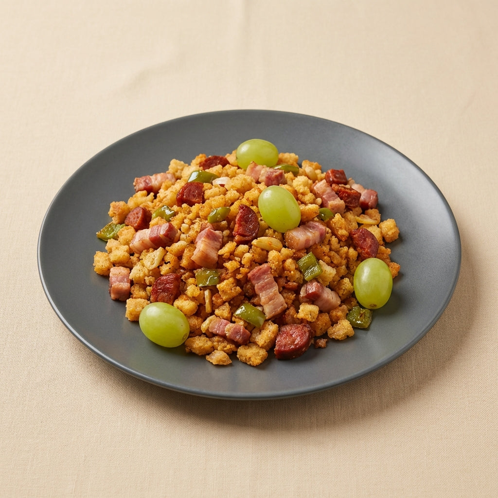 Migas de pastor con uvas