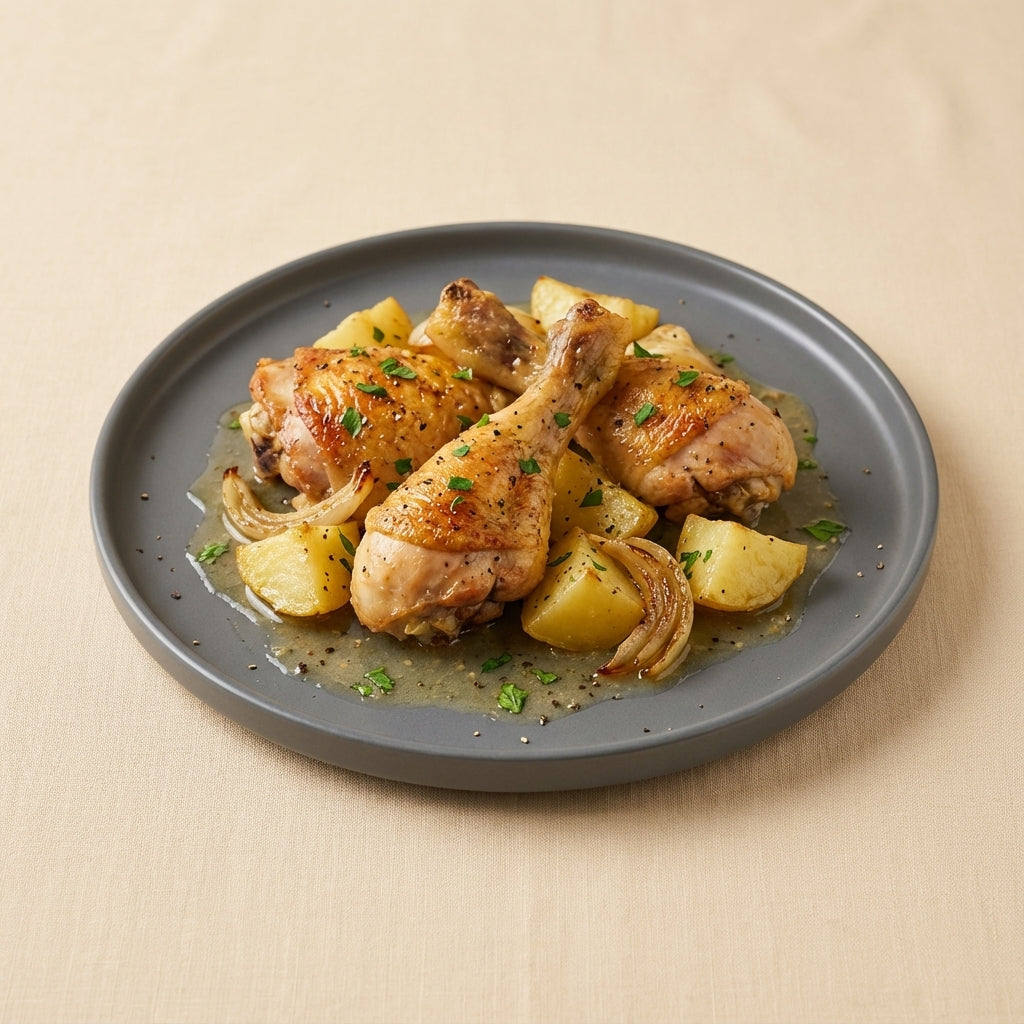 Pollo asado con patatas