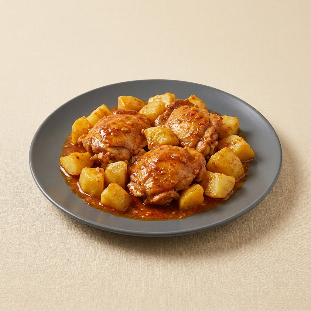Pollo con mojo picón y patatas