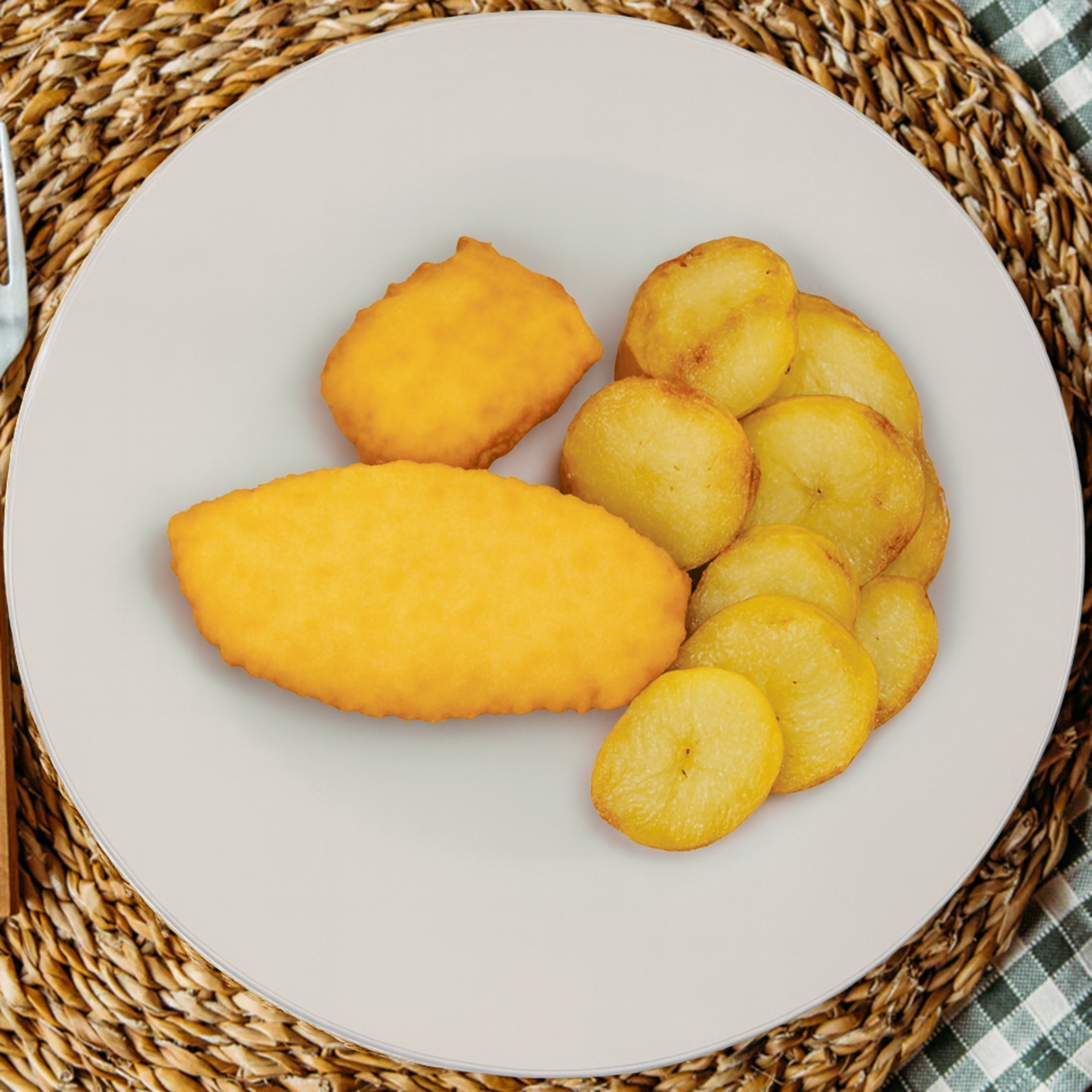 Bacalao a la romana con patatas panadera