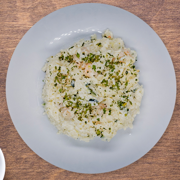 Risotto de calabacín y gambas