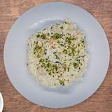 Risotto de calabacín y gambas