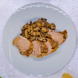Solomillo de cerdo a la plancha con champiñón