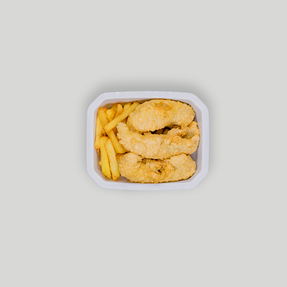 Rape rebozado con patatas fritas