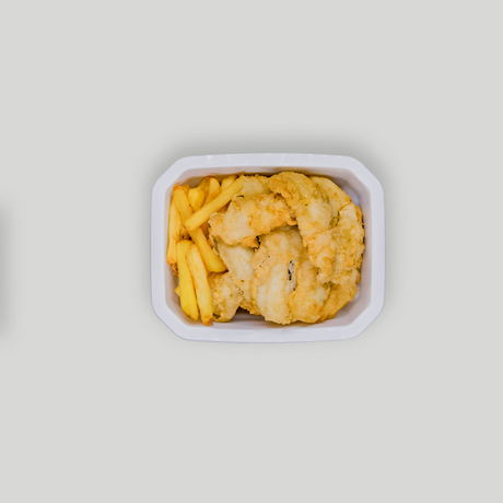Bacaladitos a la andaluza con patata fritas