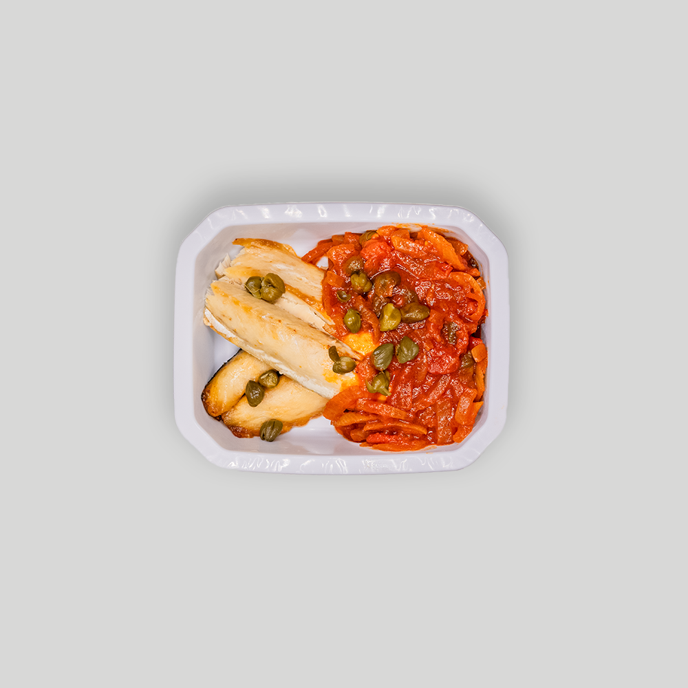 Caballa con salsa mediterránea