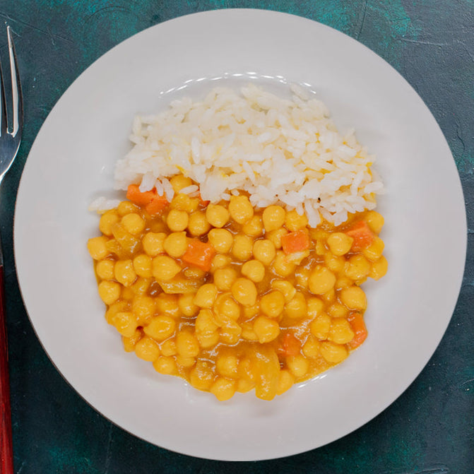 Garbanzos con arroz al curry