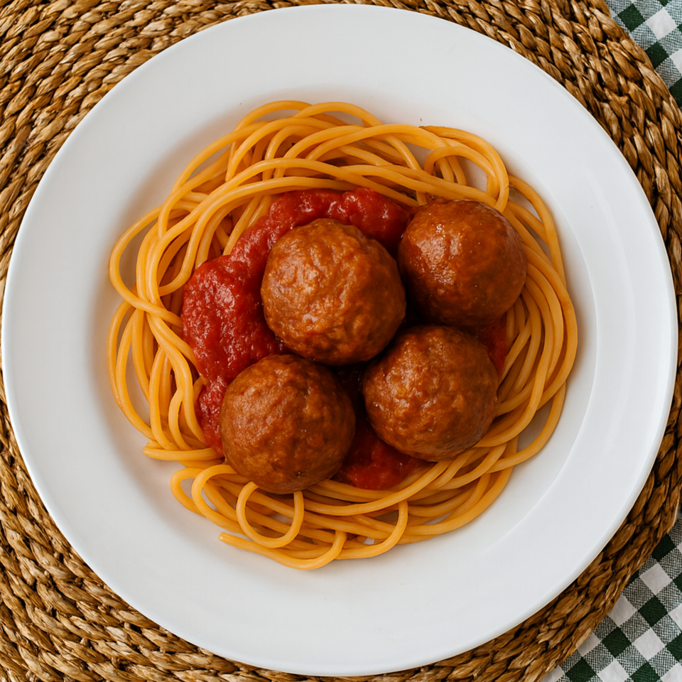 Spaguetti con albondigas al pomodoro